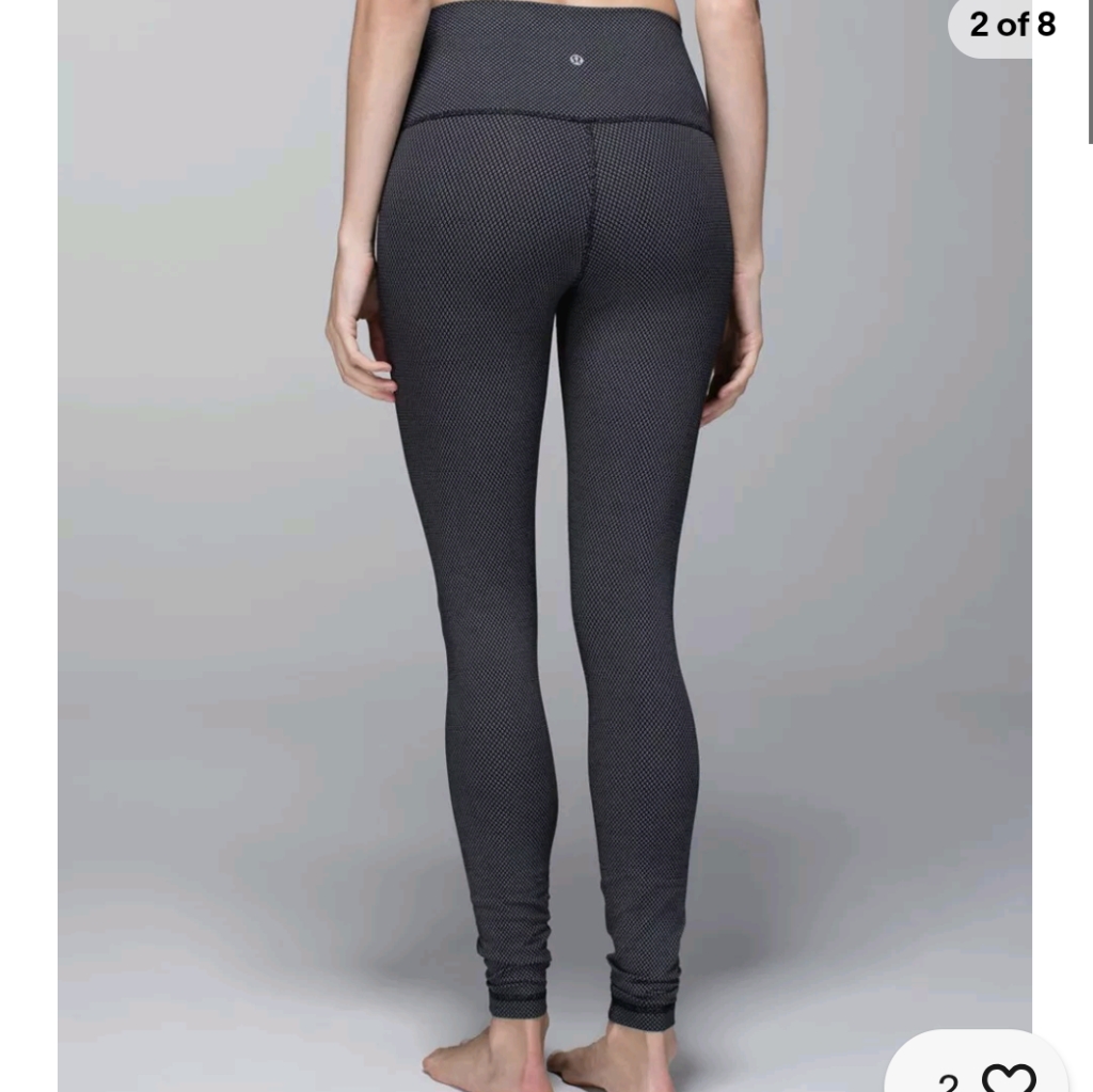 Lululemon Wunder Under Pant *Print (Roll Down)Diamond Dot Black White